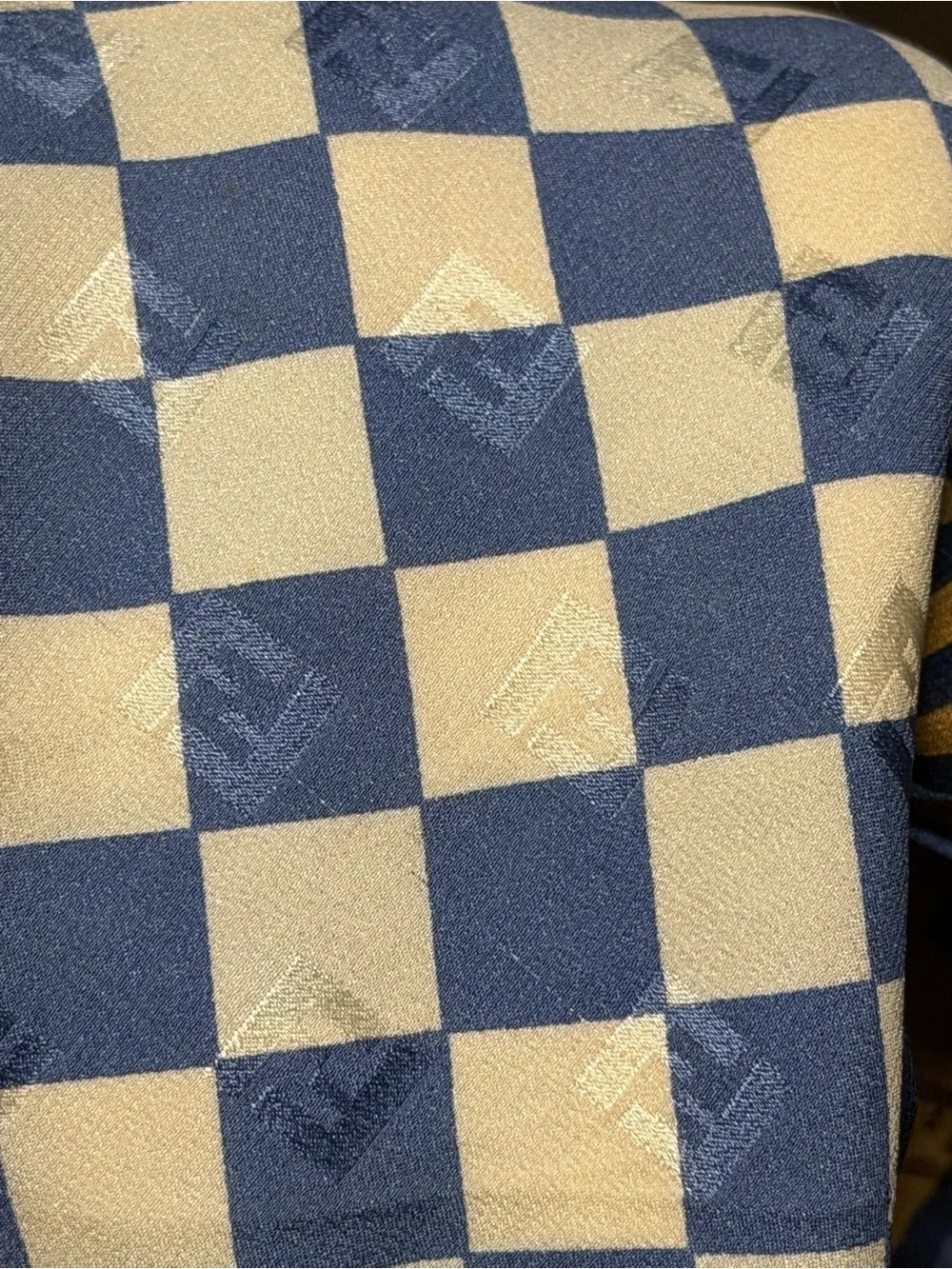 FENDI Vintage Zucca FF Logo Geometric Silk Square Scarf AUTHENTIC